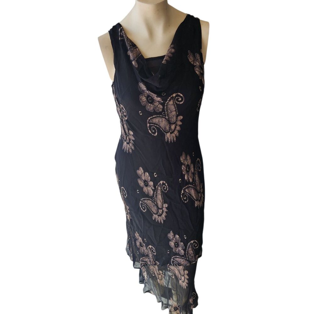 Leslie Fay Dresses Womens Sz 12 Whimsygoth Fairy Grunge Y2K Beaded Sheer Goth